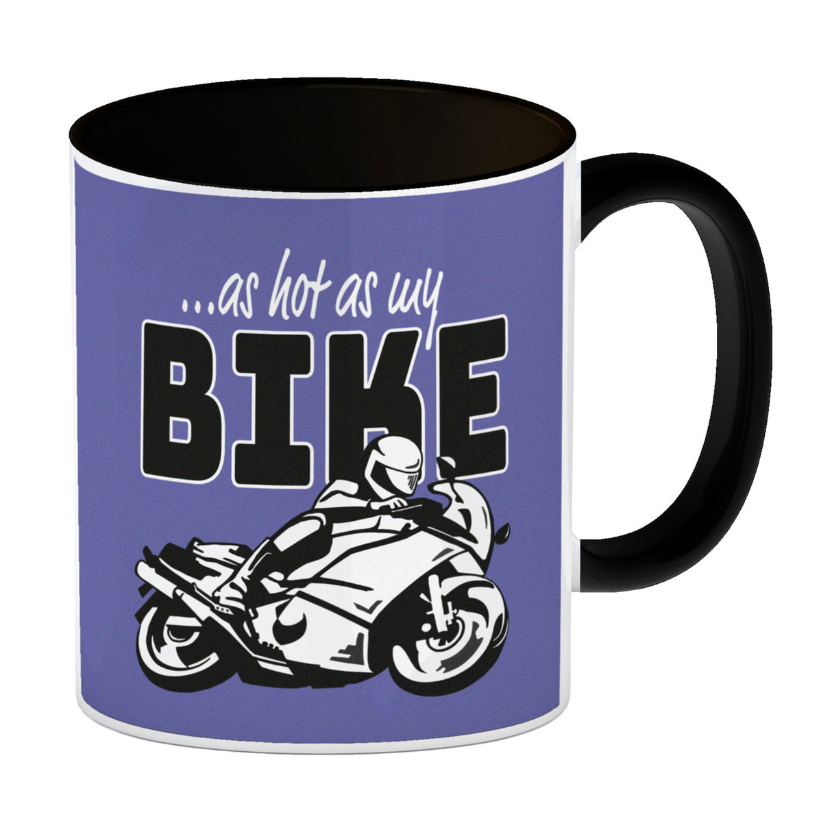 As hot as my Bike Kaffeebecher mit coolem Motorradfahrer Motiv in lila