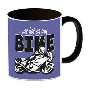 As hot as my Bike Kaffeebecher mit coolem Motorradfahrer Motiv in lila