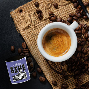 As hot as my Bike Kaffeebecher mit coolem Motorradfahrer Motiv in lila