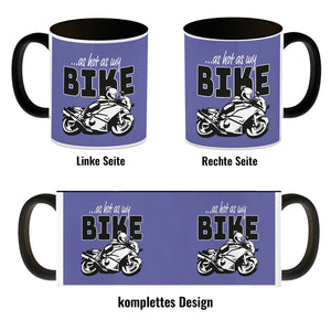 As hot as my Bike Kaffeebecher mit coolem Motorradfahrer Motiv in lila