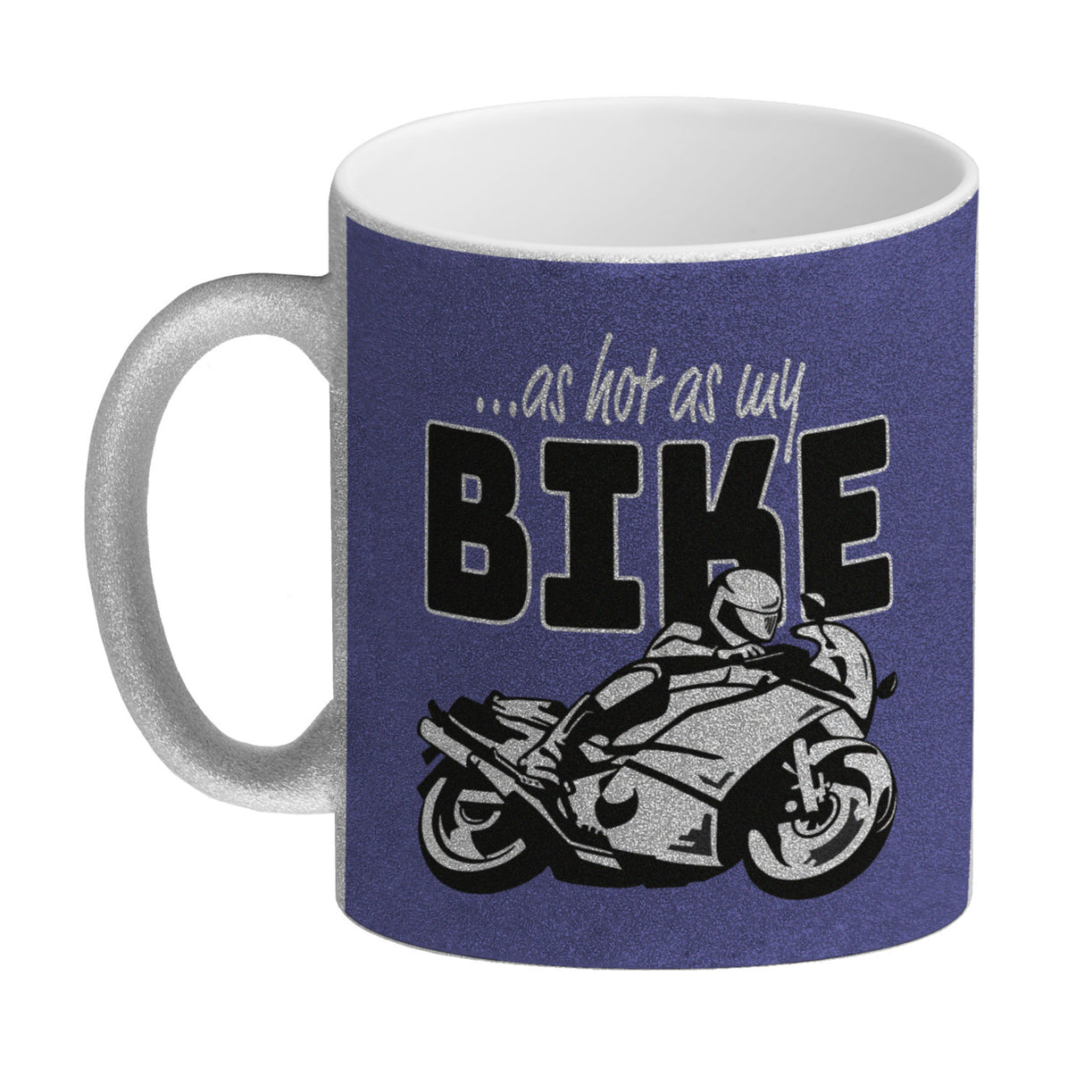 As hot as my Bike Kaffeebecher mit coolem Motorradfahrer Motiv in lila