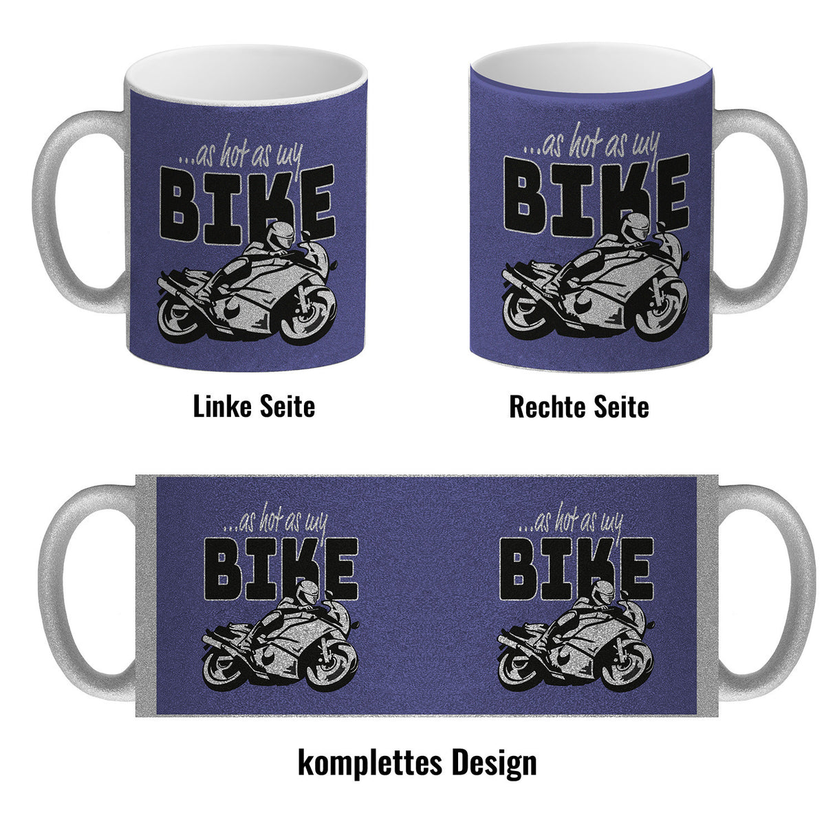 As hot as my Bike Kaffeebecher mit coolem Motorradfahrer Motiv in lila