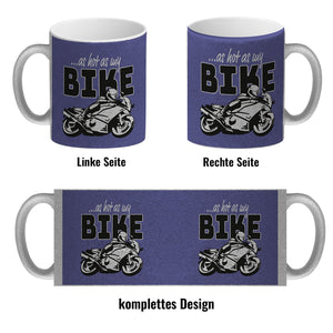 As hot as my Bike Kaffeebecher mit coolem Motorradfahrer Motiv in lila