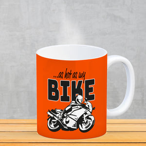 As hot as my Bike Kaffeebecher mit coolem Motorradfahrer Motiv in lila
