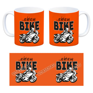 As hot as my Bike Kaffeebecher mit coolem Motorradfahrer Motiv in lila