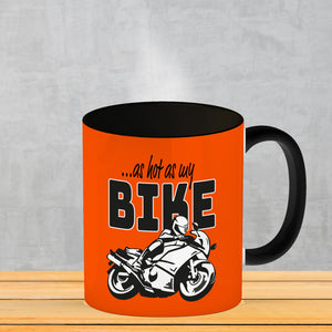 As hot as my Bike Kaffeebecher mit coolem Motorradfahrer Motiv in lila