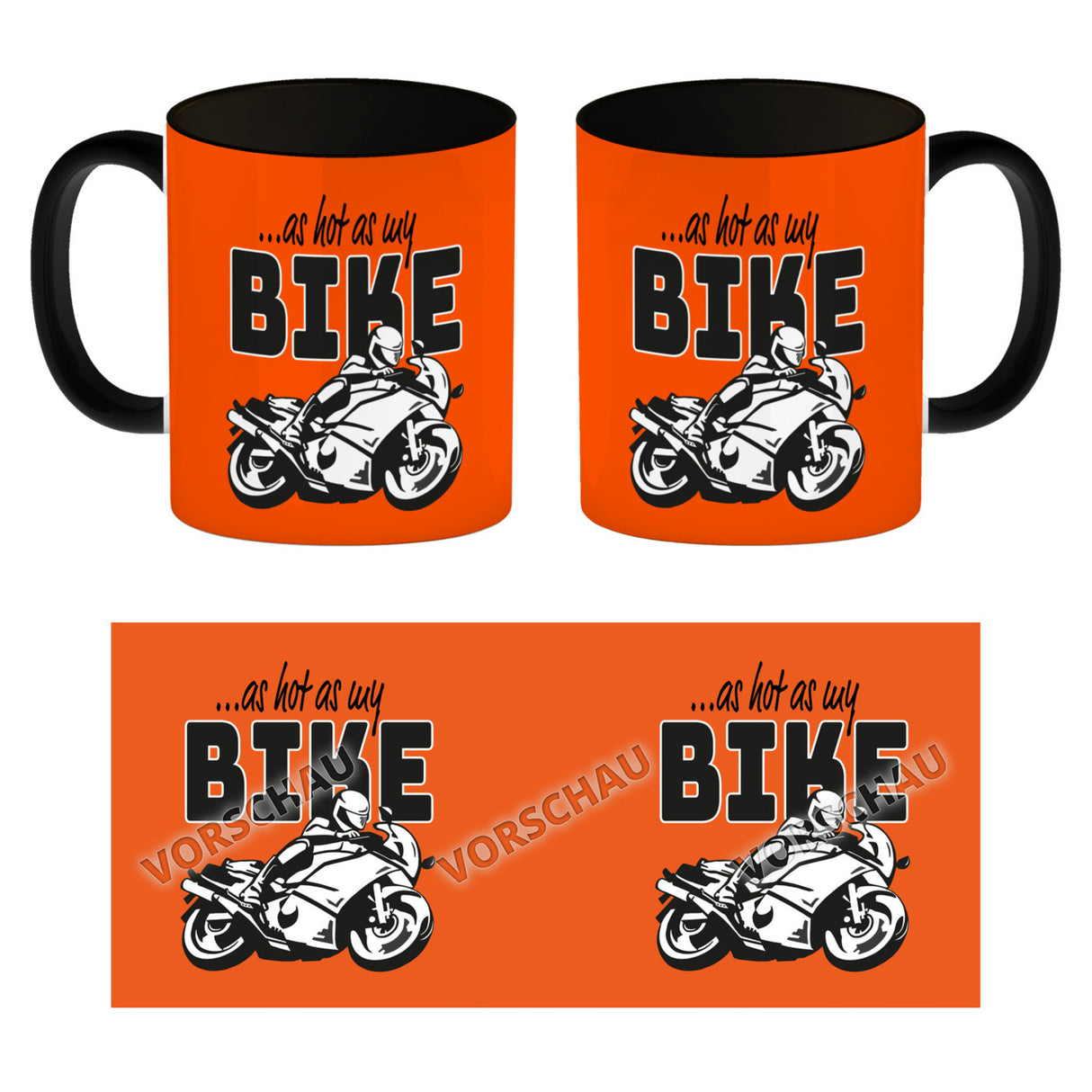 As hot as my Bike Kaffeebecher mit coolem Motorradfahrer Motiv in lila