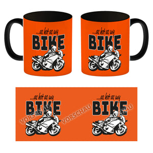 As hot as my Bike Kaffeebecher mit coolem Motorradfahrer Motiv in lila