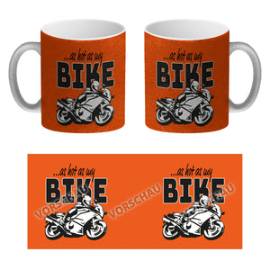 As hot as my Bike Kaffeebecher mit coolem Motorradfahrer Motiv in lila