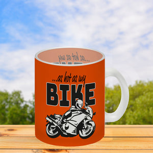 As hot as my Bike Kaffeebecher mit coolem Motorradfahrer Motiv in lila