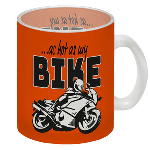 As hot as my Bike Kaffeebecher mit coolem Motorradfahrer Motiv in lila