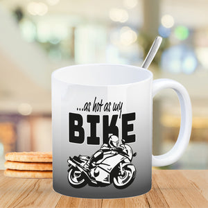 As hot as my Bike Kaffeebecher mit coolem Motorradfahrer Motiv in lila