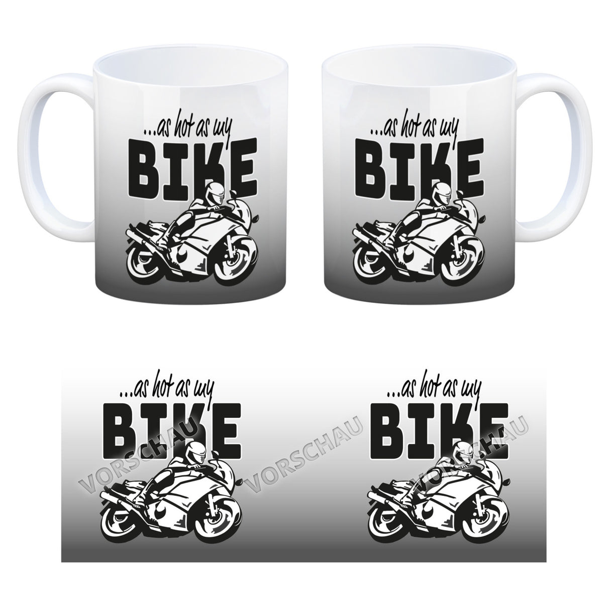 As hot as my Bike Kaffeebecher mit coolem Motorradfahrer Motiv in lila