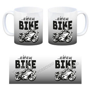 As hot as my Bike Kaffeebecher mit coolem Motorradfahrer Motiv in lila