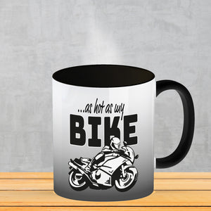As hot as my Bike Kaffeebecher mit coolem Motorradfahrer Motiv in lila