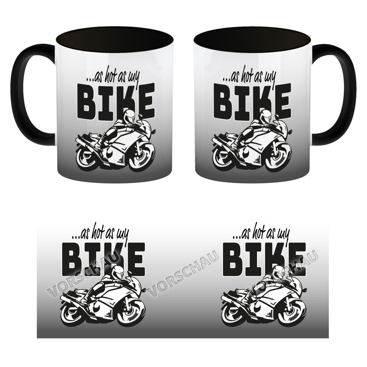 As hot as my Bike Kaffeebecher mit coolem Motorradfahrer Motiv in lila