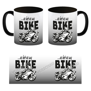 As hot as my Bike Kaffeebecher mit coolem Motorradfahrer Motiv in lila