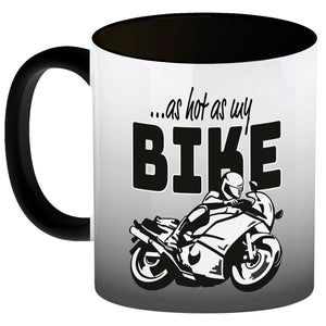 As hot as my Bike Kaffeebecher mit coolem Motorradfahrer Motiv in lila