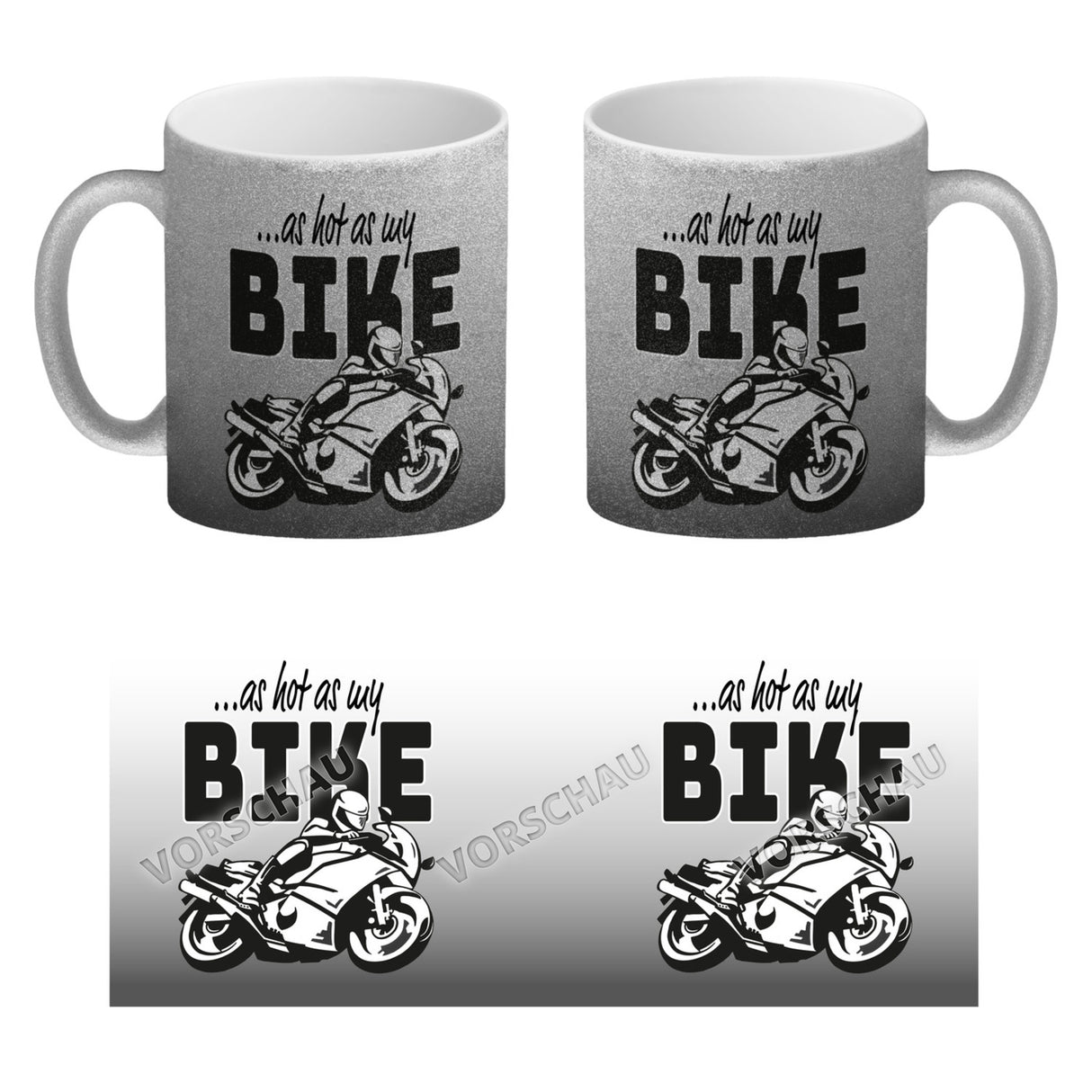 As hot as my Bike Kaffeebecher mit coolem Motorradfahrer Motiv in lila