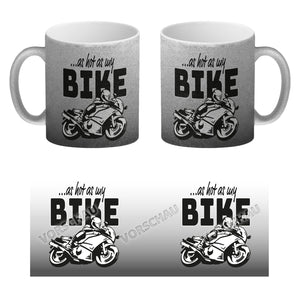 As hot as my Bike Kaffeebecher mit coolem Motorradfahrer Motiv in lila