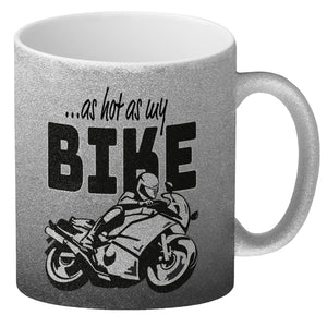 As hot as my Bike Kaffeebecher mit coolem Motorradfahrer Motiv in lila