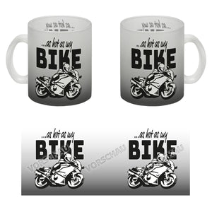 As hot as my Bike Kaffeebecher mit coolem Motorradfahrer Motiv in lila