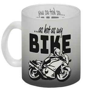 As hot as my Bike Kaffeebecher mit coolem Motorradfahrer Motiv in lila