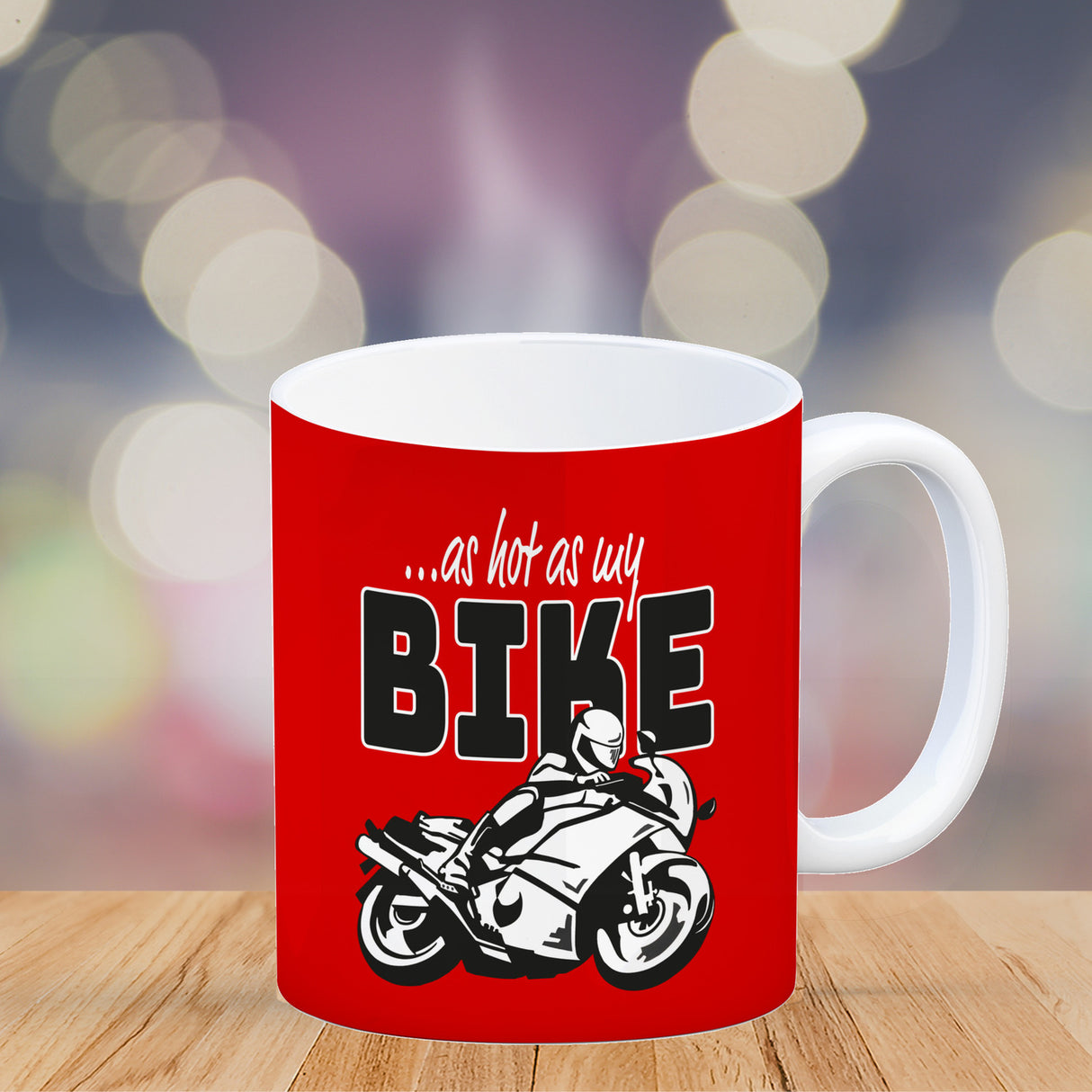 As hot as my Bike Kaffeebecher mit coolem Motorradfahrer Motiv in lila