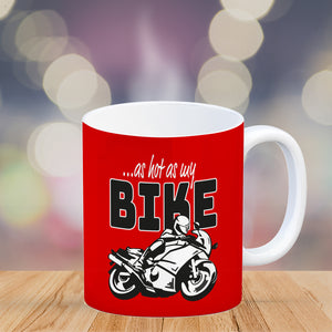 As hot as my Bike Kaffeebecher mit coolem Motorradfahrer Motiv in lila