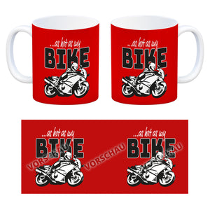 As hot as my Bike Kaffeebecher mit coolem Motorradfahrer Motiv in lila