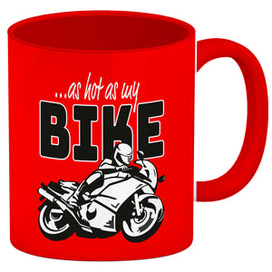As hot as my Bike Kaffeebecher mit coolem Motorradfahrer Motiv in lila