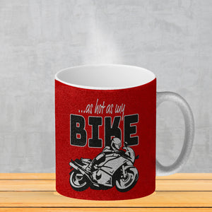 As hot as my Bike Kaffeebecher mit coolem Motorradfahrer Motiv in lila