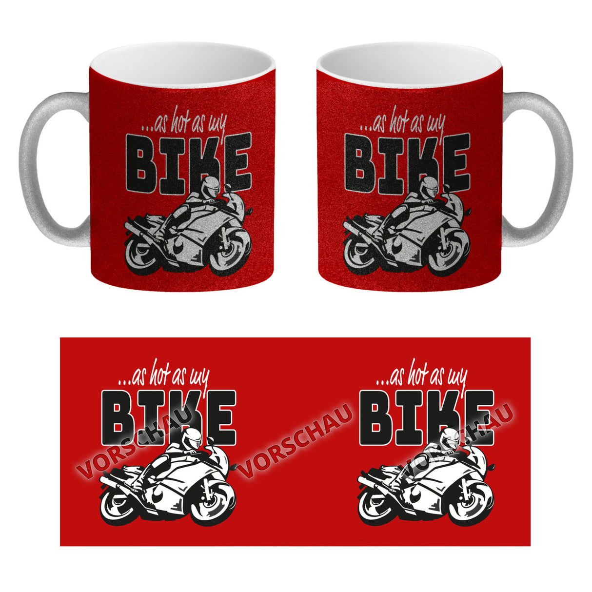 As hot as my Bike Kaffeebecher mit coolem Motorradfahrer Motiv in lila