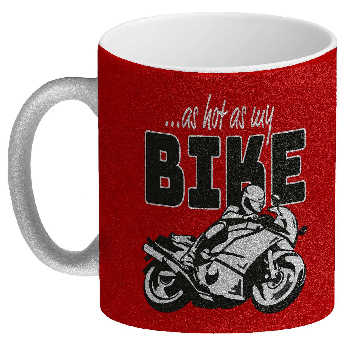 As hot as my Bike Kaffeebecher mit coolem Motorradfahrer Motiv in lila