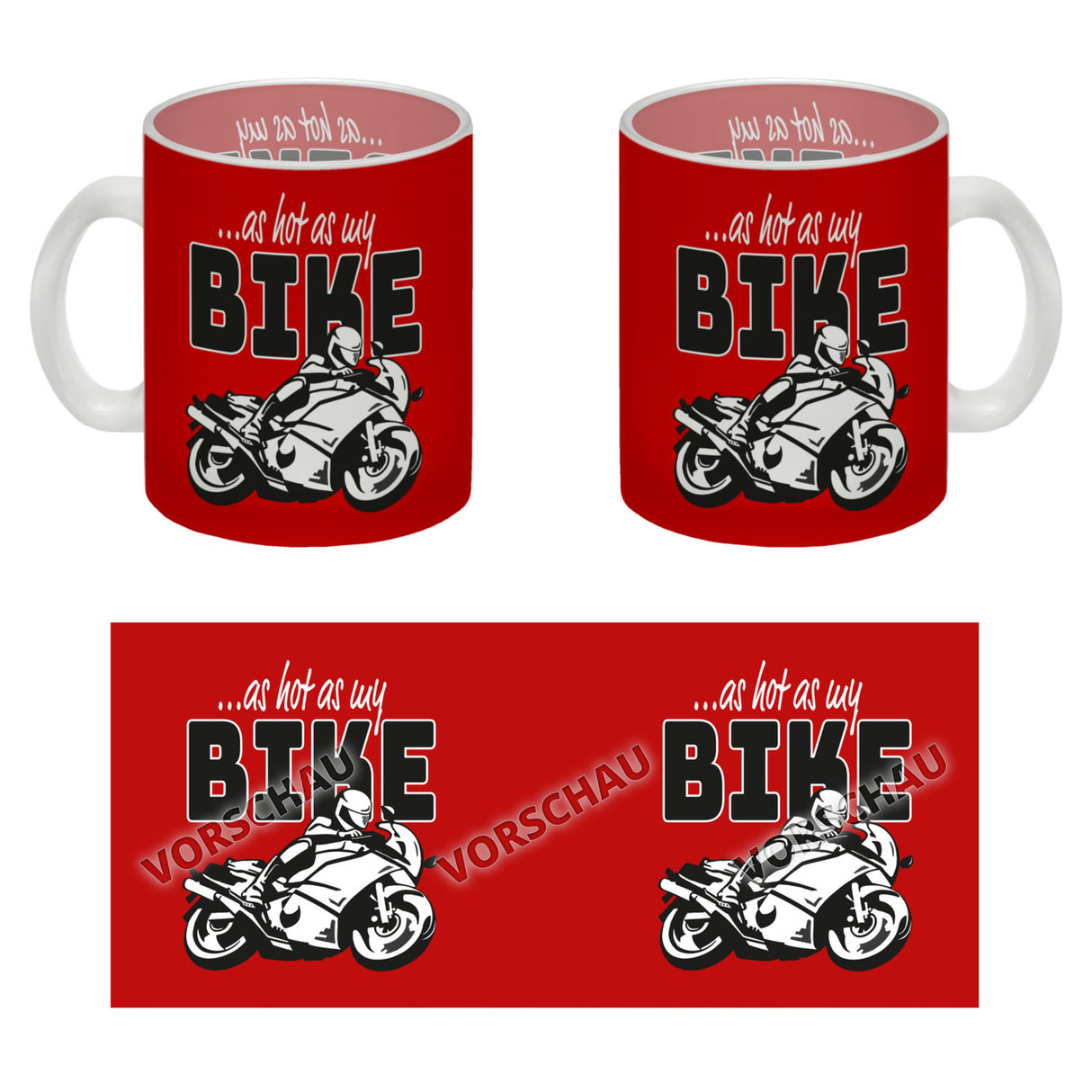 As hot as my Bike Kaffeebecher mit coolem Motorradfahrer Motiv in lila