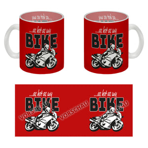 As hot as my Bike Kaffeebecher mit coolem Motorradfahrer Motiv in lila