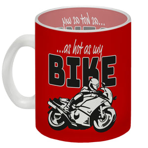 As hot as my Bike Kaffeebecher mit coolem Motorradfahrer Motiv in lila