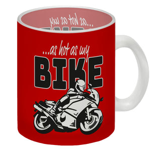 As hot as my Bike Kaffeebecher mit coolem Motorradfahrer Motiv in lila