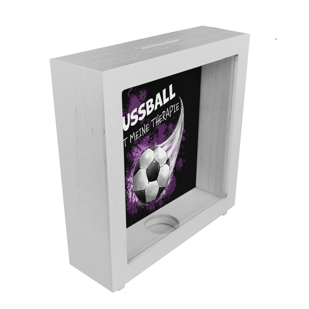 Fußball ist meine Therapie Spardose mit Fußball-Motiv