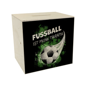 Fußball ist meine Therapie Spardose mit Fußball-Motiv