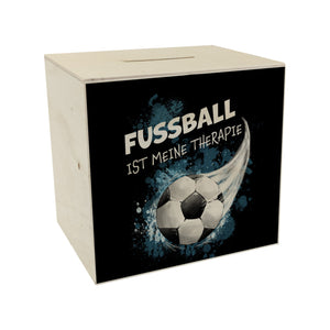 Fußball ist meine Therapie Spardose mit Fußball-Motiv