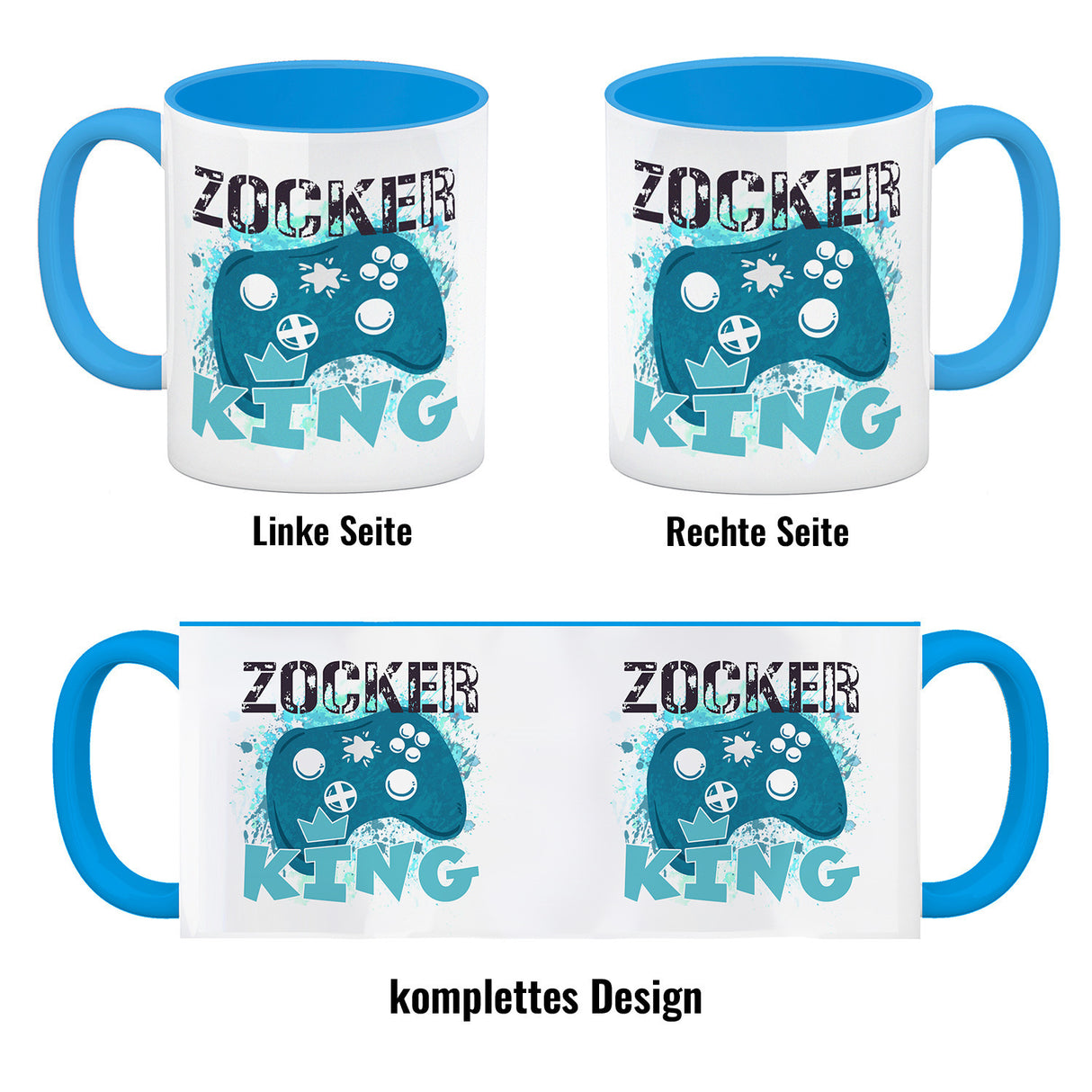 Zocker King Kaffeebecher mit Controller Motiv