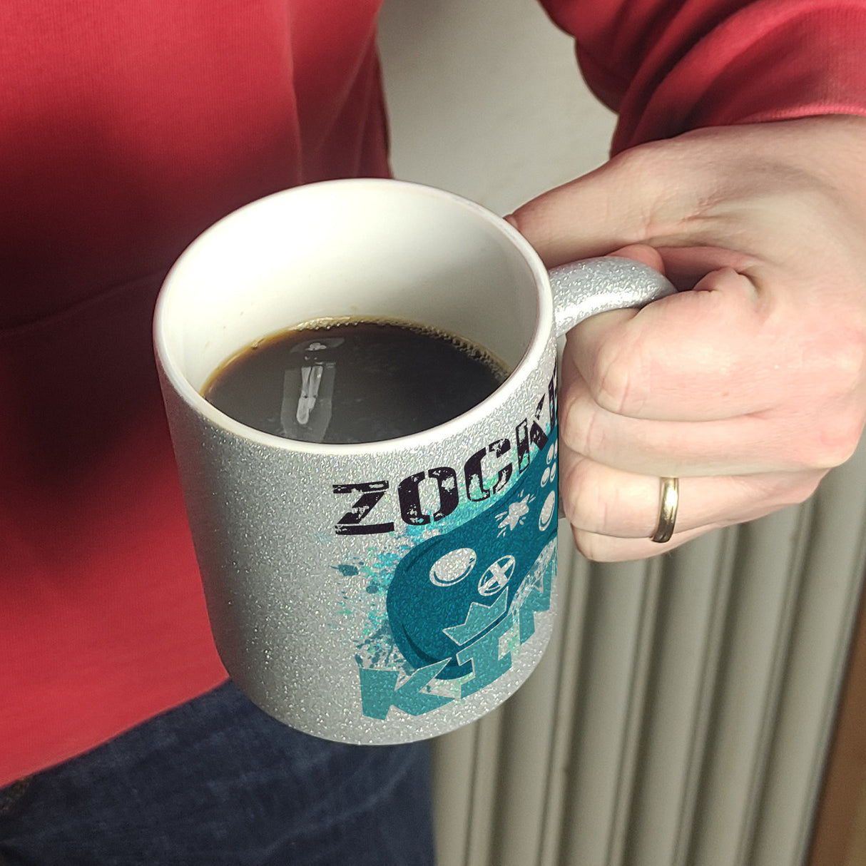 Zocker King Kaffeebecher mit Controller Motiv