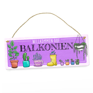 Willkommen auf Balkonien Metallschild in türkis