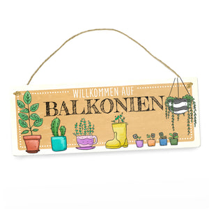 Willkommen auf Balkonien Metallschild in türkis