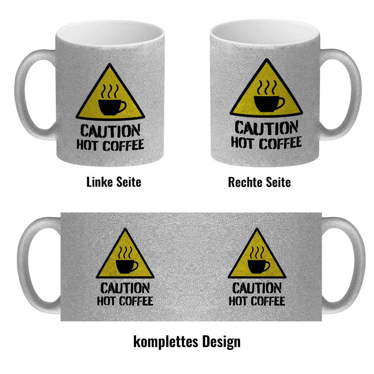 Caution Hot Coffee Kaffeebecher mit Warnsymbol