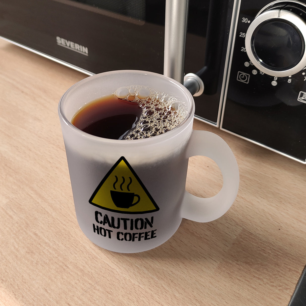 Caution Hot Coffee Kaffeebecher mit Warnsymbol