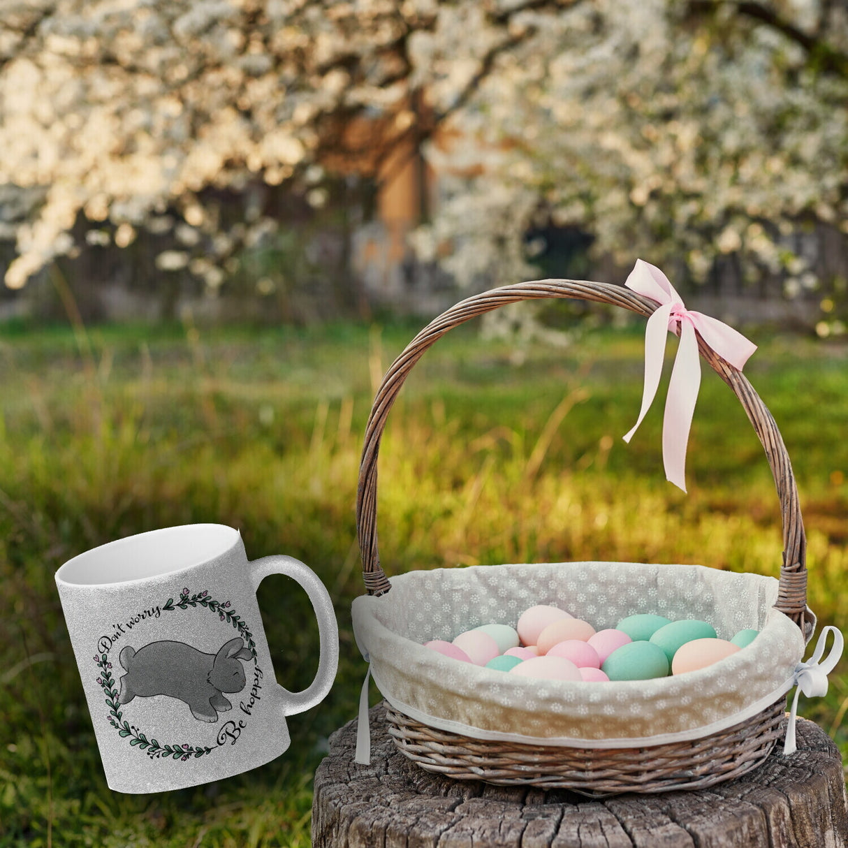 Don't worry be hoppy Kaffeebecher mit süßem Hoppelhasen