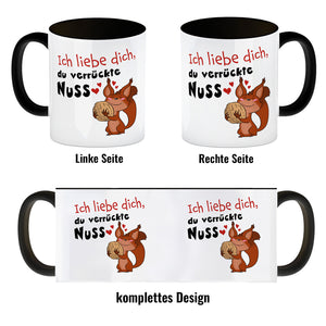Ich liebe dich verrückte Nuss Kaffeebecher mit süßem Eichhörnchen