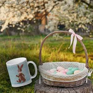Lass den Kopf nicht hängen aufmunternde Kaffeetasse mit lustigem Hasen